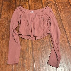 Hollister Long Sleeve Pink Scoop Neck Top